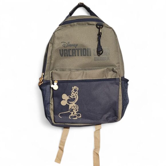 Disney Vacation Club Member Backpack Blue Gray Gold Mickey Mouse Zip Exclusive - Picture 2 of 9